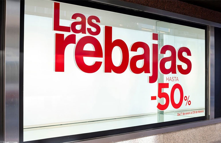 Imagen de vinilo electrostático impreso para periodo de rebajas de enero
